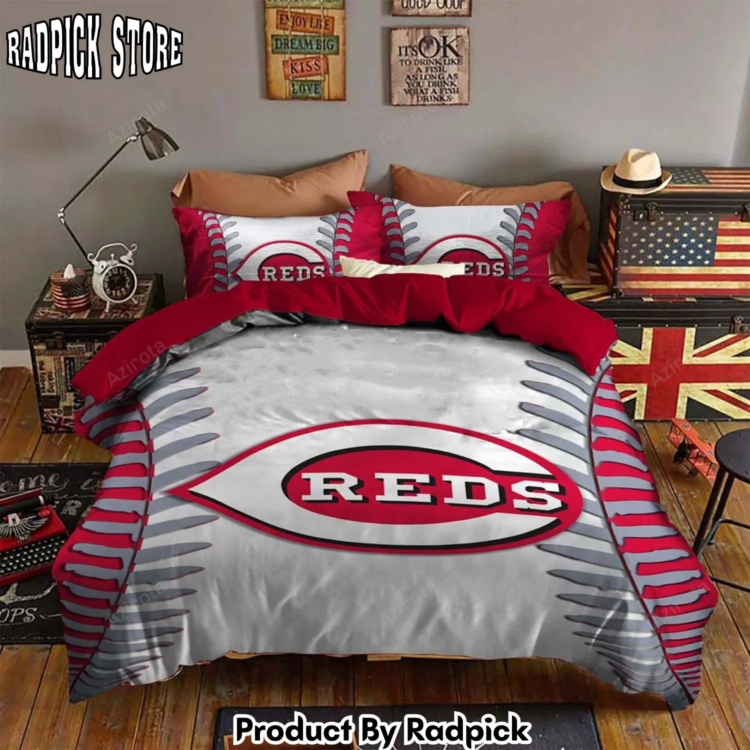 Radpick v6 cincinnati reds bedding set sleepy duvet cover pillow rp327551